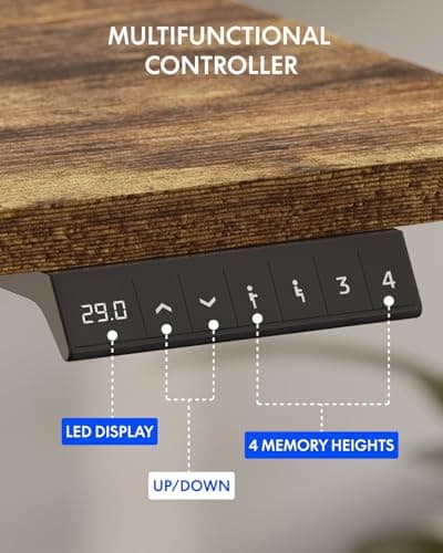 FLEXISPOT Standing Desk with Monitor Stand, 55 x 24 Inches One-Piece Electric Height Adjustable Computer Desk with Cup Holder for Home Office, Rustic 7