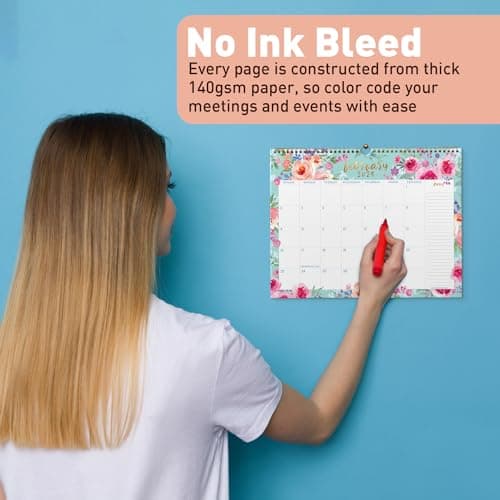 S&O Watercolor Floral 2025 Wall Calendar - Tear-Off Monthly Calendar - 18 Month Academic Wall Calendar - Hanging Calendar to Track for Anniversaries & Appointments - 13.5"x10.5”in 8