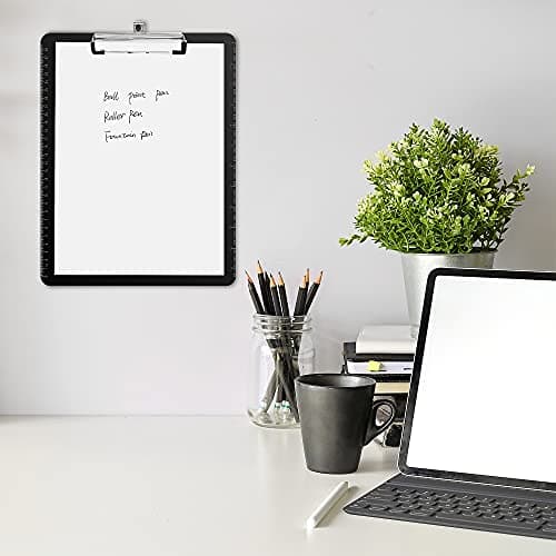 Amazon Basics Sturdy Plastic Clipboards, Low Profile Clip, Lightweight Versatile Office Supplies for Classrooms, Restaurants, Doctor Offices, Black, 2-Pack 8
