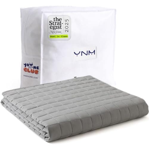 YnM 15lbs Weighted Blanket for Adults, Cotton Heavy Bed Throw Blanket with Cooling Glass Beads for All Season Use, Ideal for ~140lbs (48x72 Inches, Twin/Full, Light Grey)