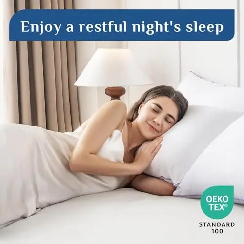 JOLLYVOGUE Pillows Queen Size Set of 4, Washable Supportive Bed Pillows with Super Soft Down Alternative Fill, Luxury Fluffy Hotel Quality for Side, Back, and Stomach Sleepers 6