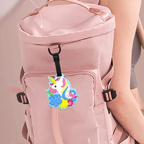 Unicorn Luggage Tag - Colorful Luggage Tag for Travel Women,Funny Blue Kids Backpack Suitcase Tag Cute Clear,Name ID Identifier Durable 6