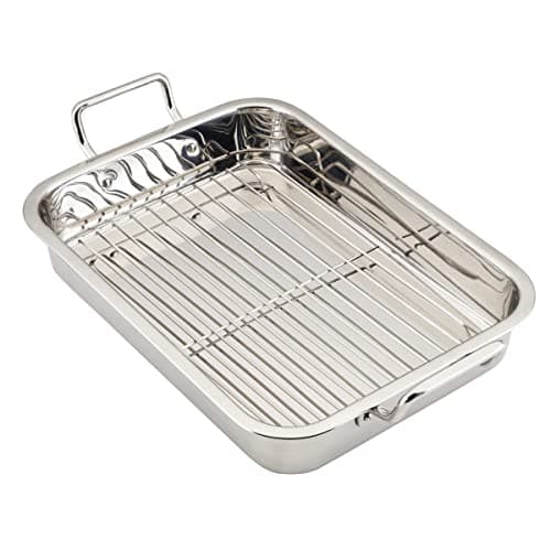 Farberware Classic Traditions Stainless Steel Roaster/Roasting Pan with Rack, 17 Inch x 12.25 Inch 10