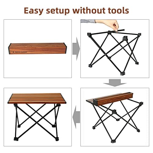 ROCK CLOUD Portable Camping Table Ultralight Aluminum Folding Beach Table Camp for Camping Hiking Backpacking Outdoor Picnic, Wood Grain 5