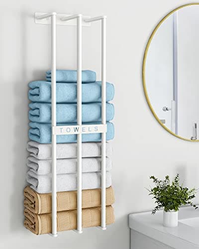 Towel Holders for Bathroom Wall Mounted, Bethom Towel Storage for Small Bathroom, Wall Towel Rack for Rolled Towels Bath Washcloths, White