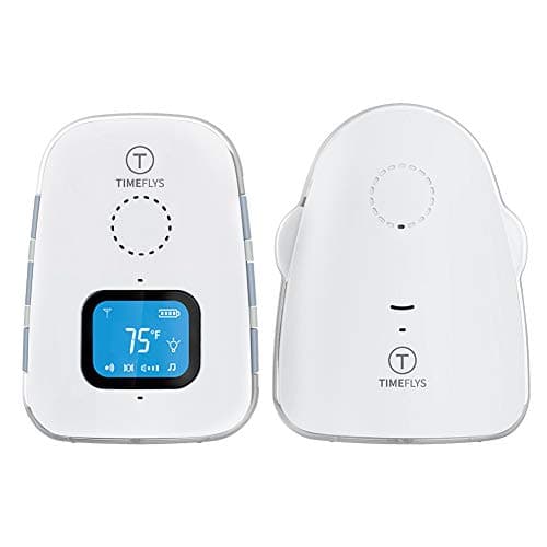Audio Baby Monitor Crown TimeFlys,Temperature Monitoring,Vibration,Lullabies,Rechargeable Battery,Talk Back Intercom,USB Connection,Zero Emission at Night Mode,Long Range up to 1000 ft
