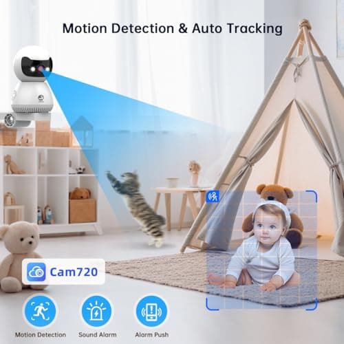 JOOAN 2K 5G Security Camera Indoor 360 PTZ Camera 5G/2.4G Dual WiFi for Baby Pet Home Smart Surveilalnce Motion Detect Alert Fast Playback 2 Way Audio Color Night Auto Tracking SD Card/Cloud Storage 6