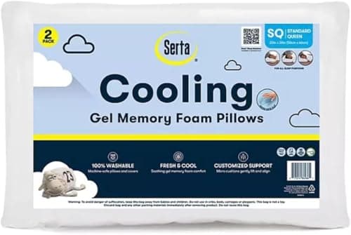 Cooling Gel Memory Foam Cluster Pillows 2-Pack - 20x26 - White- Made in USA