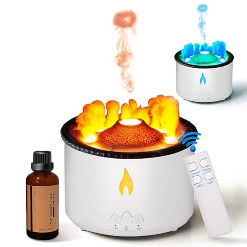 BOHOFAM Essential Oil Diffuser 360ML,Volcano Diffuser/Humidifier, Flame and Volcano 2 Mist Mosdes, Included 50ML Hotel Collection Essential Oil for Home, Bedroom,Large Room