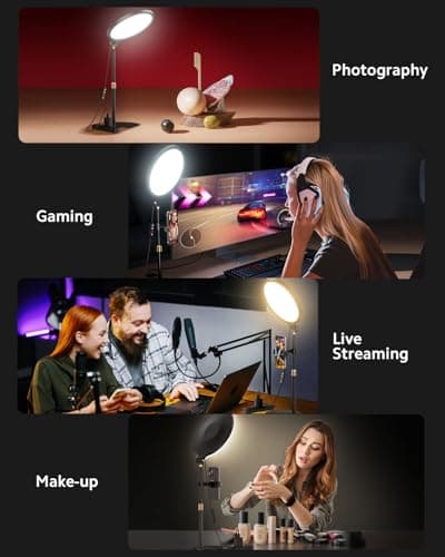 Ring Light with Stand for Zoom Meetings, 360° Rotate 10.5" Zoom Lighting for Computer Video Conference Light Desk Light, Full-Screen LED Lighting with Phone Holder for Live Streaming, Video Call 6