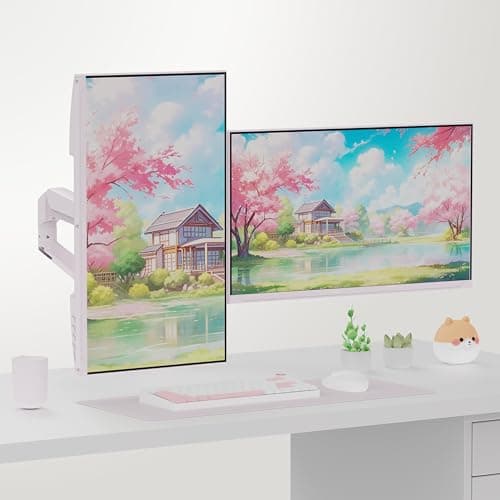 Pixio PS1D Wave Pink Dual Monitor Arm Stand Desk Mount - Fits up to 32 inches Monitors and up to 19.8lbs. VESA Compatibility and Integrated Cable Management 7