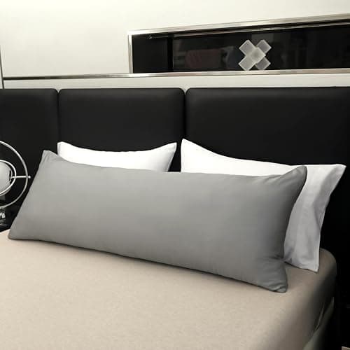 evoLive 100% Rayon Derived from Bamboo Cooling Breathable Body Pillow Cover/Pillowcases 21x54 inches with Hidden Zipper Closure (Grey, 21“X54“ Body Pillow Cover) 5