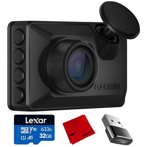 Garmin Dash Cam X110 Compact 1080p HD with 140-degree Field of View Bundle with Lexar 32GB microSDHC/microSDXC Card, Deco Gear Microfiber Cleaning Cloth & Converter Adapter Type C Adapter