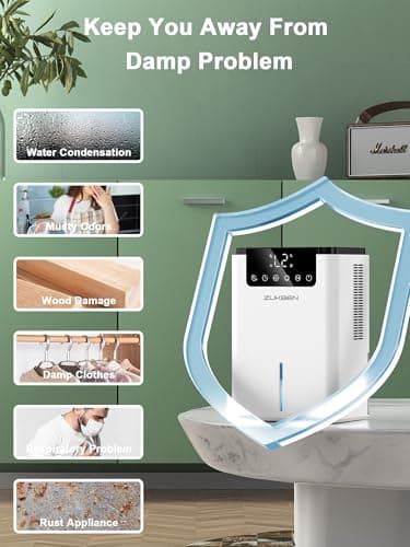 Dehumidifier,75 OZ Water Tank (500 sq.ft) Dehumidifiers for Home,Quiet Dehumidifier for Bathroom Bedroom Basement RV with 12H Timer,Auto Shut Off,7 Colors LED Light,Sleep Modes 5