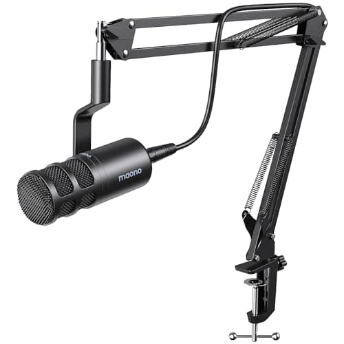 MAONO XLR Podcast Dynamic Microphone, Cardioid Studio Mic with Boom Arm for Vocal Recording,Streaming,Gaming, Voice Isolation Technology, Metal Mic, Works for Audio Interface, Mixer-PD100S