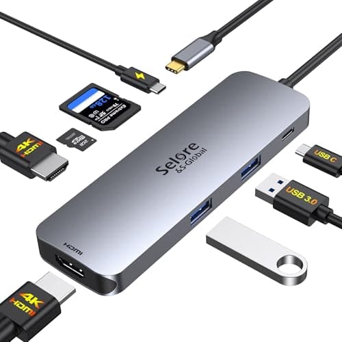 USB C Docking Station Dual HDMI Monitor, USB C to Dual HDMI Adapter with 2HDMI Ports, PD Charging, SD/microSD, USB A&C 3.0 Ports, Laptop Docking Station for Dell XPS/HP/Lenovo/Surface/Yoga etc 7