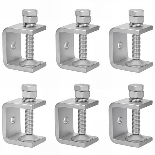 WMAZtool Stainless Steel Small C Clamp Set, 1 Inch Heavy Duty Metal C-clamp, Mini Tiger Clamp G-Clamp U Clamps with Stable Wide Jaw Opening/I-Beam Design for Woodworking Mounting Welding, 6pcs