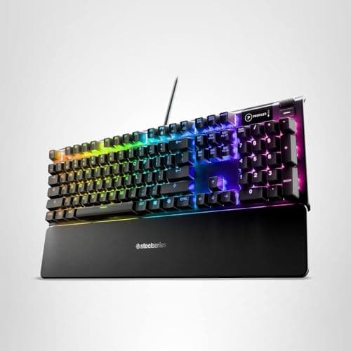 SteelSeries USB Apex 5 Hybrid Mechanical Gaming Keyboard – Per-Key RGB Illumination – Aircraft Grade Aluminum Alloy Frame – OLED Smart Display (Hybrid Blue Switch) 10