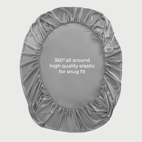 LINENWALAS Fitted Sheet Only Viscose Derived from Bamboo, Bottom Sheet for Queen Size Bed – 16” Deep Pocket, All Around Snug Fit – Cooling, Breathable, Soft, Hypoallergenic (Light Grey, Queen) 5