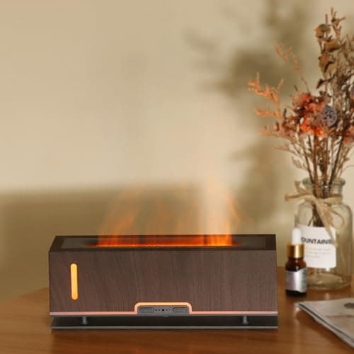 Diffuserlove Flame Diffuser Essential Oil Diffusers 200ml Aroma Diffusers for Bedroom Essential Oils Cool Flame Oil Diffuser Dark Brown (Size:9.8" L x 2.67" W x 3.5" H) 5