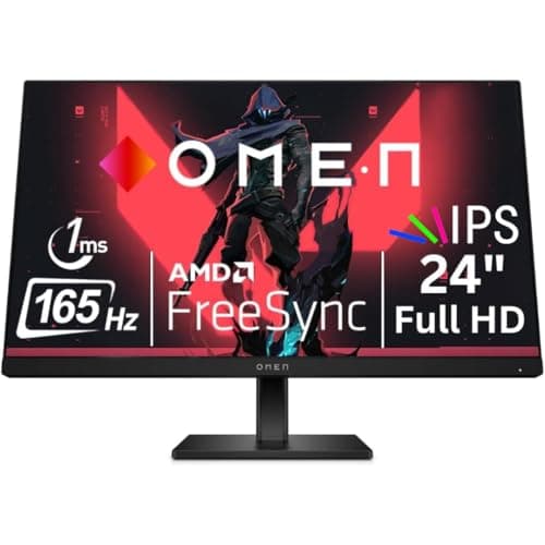 HP OMEN 24 Inch Monitor Gaming 1080p FHD 165Hz 1ms AMD FreeSync Premium Height Adjustable Anti-Glare Pivot Rotation Eyesafe Certified for PC Desktop Laptop Computer PS4 PS5 Xbox Gamer, Black (Renewed)