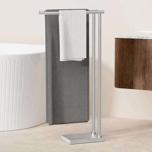 KES Free Standing Towel Racks for Bathroom with 3X Thicker Base, 2-Tier Towel Rack Stand for Bathroom Floor, Upgrade Steady Design, Pro-Grade 18/8 Stainless Steel Brushed Finish, BTH239-2