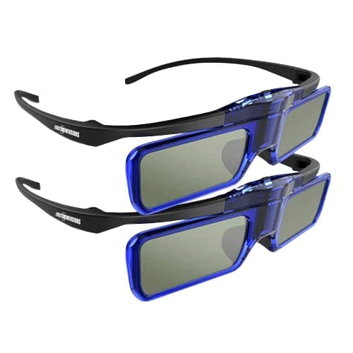 RetroDepth LT Lightweight Rechargeable DLP Link 3D Glasses for all DLP 3D Projectors (Benq, Optoma, Acer, Vivitek, Dell Etc) by Evolv3Dimensions (2 Pack)