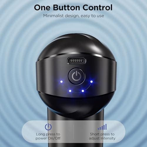 PENJOY Mini Massage Gun, Powerful Handheld Muscle Massager for Muscle Relaxation, Deep Tissue Percussion Small Massage Gun Travel Massager with 4 Massage Heads Silent Brushless Motor, Black 4