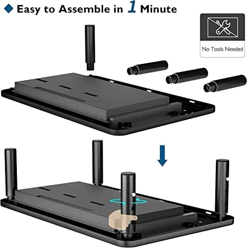 BONTEC 2 Pack Adjustable Monitor Stand Riser with Drawer, Ergonomic Mesh Platform Computer Monitor Stand for Desk, Ventilated Laptop and PC Stand with Cable Management, Supports up to 44lbs 7
