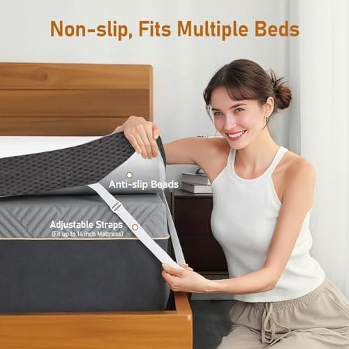 Glendan Firm Mattress Topper Queen: 3 Inch High Density Bed Topper - Extra Support Foam for Back Pain Relief - Breathable Washable Cover with Anti-Slip Straps - CertiPUR-US Oeko-Tex Certified 80x60 7