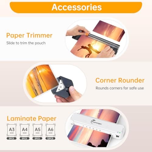Buyounger Laminator Machine, A3 Laminator Machine with 30 Laminating Sheets, 13 Inch Laminating Machine with Fast Warm-up for A3/A4/A5/A6, Thermal and Cold 11X17 for Home School Office 7