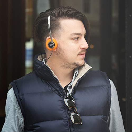 Koss x Retrospekt P/21 Retro On-Ear Headphones, Retro Orange Foam, Adjustable Headband, Wired 3.5mm Plug, Orange Black and Silver 5