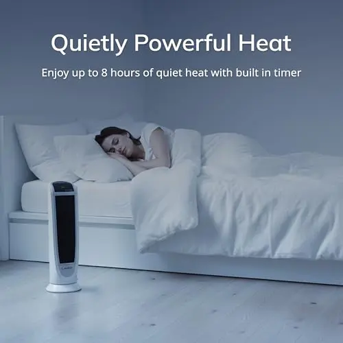 Lasko Oscillating Digital Ceramic Tower Heater for Home with Overheat Protection, Timer and Remote Control, 22.75 Inches, 1500W, White, 5165, Medium 7