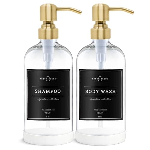 Vine Creations Clear Glass Soap Dispenser, 2 Pack Kitchen Soap Dispenser Set with Stainless Steel Pump, 16 oz Dish Soap and Hand Soap Dispensers for Bathroom with Waterproof Labels 7