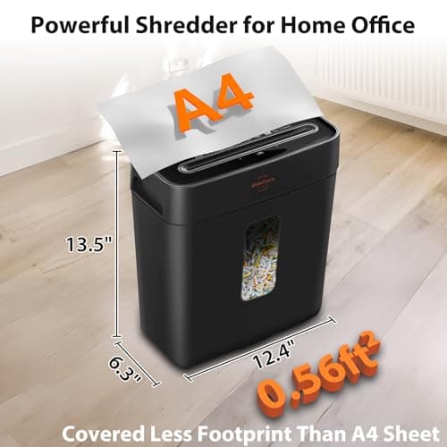 VidaTeco Paper Shredder for Home Use 6-Sheet Cross-Cut Shredder,Also Shred Card/Clip/Staple,P-4 Higher Security,Small Document Shredding Machine for Office,Heavy Duty with Jam Proof,3.04-Gal Bin 7