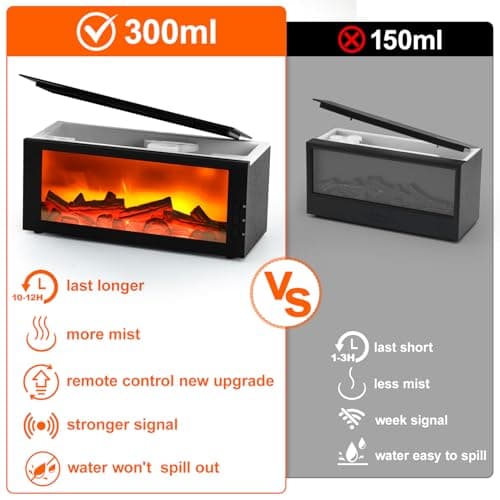 Upgraded 300ml Fireplace Diffuser Essential Oill X3,7 Colorful Large Flame Fire Humidifier Changing Aroma Diffuser for Aromatherapy Yoga Room Bedroom, Room, Office, Home with Remote Timer and Auto Off 5