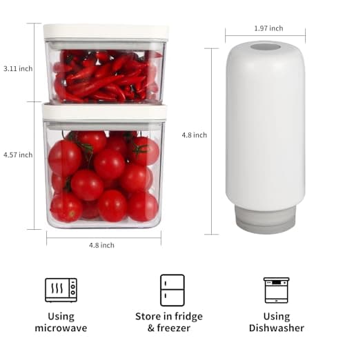 2025 New Handheld Vacuum Sealer for Food storage, Sous Vide and Meal Prep. 1 vacuum machine 2 compact containers and 4 reusable bags, 7-piece Set. Extending freshness up to 5 times longer 7