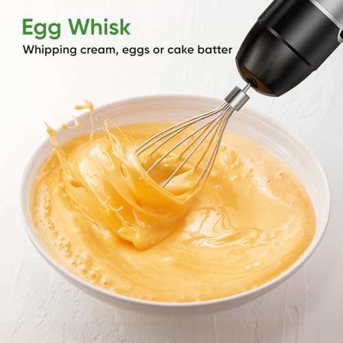 Immersion Blender Handheld 1100W 3 in 1 Corded Stick Hand Blenders for Kitchen with Trigger Speed Control, with Whisk, Milk Frother Attachemnts, Perfect Emulsifier for Soup, Smoothie, Puree 5