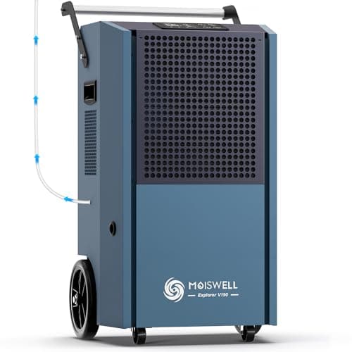 Moiswell 190 Pints Commercial Dehumidifier with Pump Portable Industrial Heavy Duty Moisture Removal Dehumidifiers for Basements with Auto Drain,Powerful Humidity Control for Large Spaces