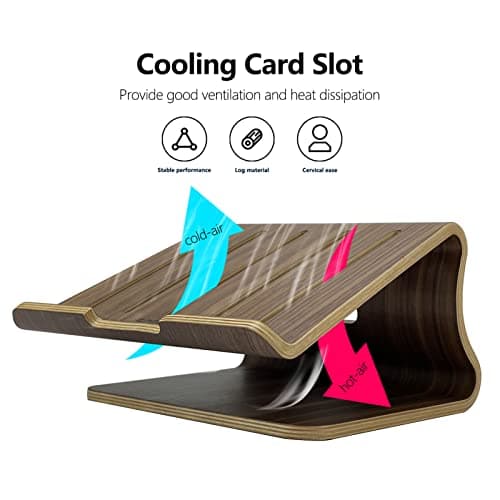 Wooden Laptop Stand,Laptop Holder Stand,Laptop Stand Wooden,Wood Laptop Stand for Desk,Compatible with Most Laptops Heat Dissipation Shelf(Walnut) 5