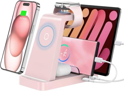 GAUOLN Wireless Charger for iPhone - 5 in 1 Charging Station for Multiple Devices Apple: Wireless Charging Stand Dock for iPhone 17 16e 16 15 14 13 12 Pro Max Apple Watch Airpods