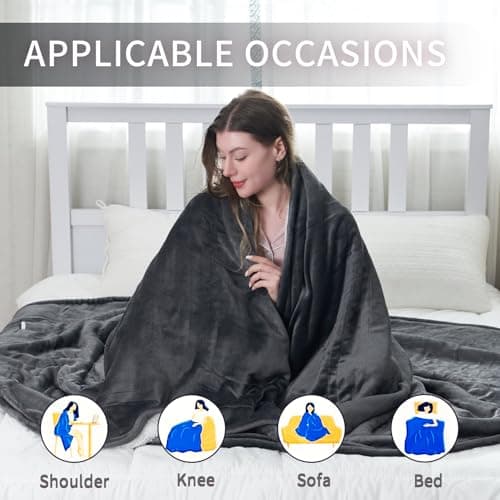 RALYSUN Electric Blanket 72"x84" Full Size Heated Blanket with 6 Heat Settings & 10 Hours Auto-Off,Thickened Flannel and Sherpa Warm Blanket for Full Body-Dark Gray 5