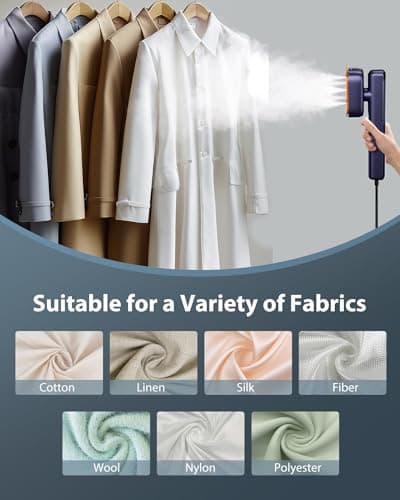 Steamer for Clothes, Sundu Portable 2-in-1 Steamer & Iron, 15s Heat-up, 100ml Tank, Ironing Gloves, 20 Min Steam, Wrinkle Remover, Garment Steamer for Travel & Home (Purple) 7