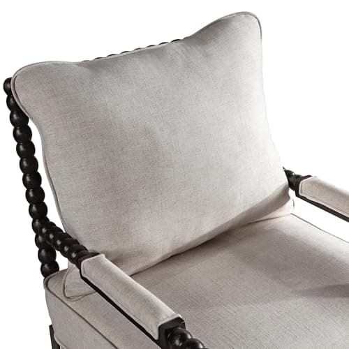 DUHOME Linen Fabric Spindle Accent Chair with Wood Frame,Bobbin Chair with High Resilience Spring Cushion and Armrest Pads, Leisure Armchair for Living Room Bedroom Farmhouse Home Office Belcony 6