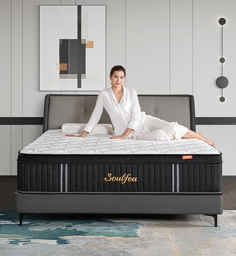 Soulfea Queen Mattress,12 Inch Queen Size Mattresses Memory Foam Hybrid Black Mattress in a Box,with Provide Support and Improve Sleep Mattresses,Medium Firm,CertiPUR-US.