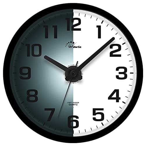 WallarGe Night Light Wall Clock for Bedroom - Silent Lighted up Wall Clock Glow in The Dark, Battery Operated for Living Room/Kitchen, Easy to Read Large Digital Display, 12 Inch 9