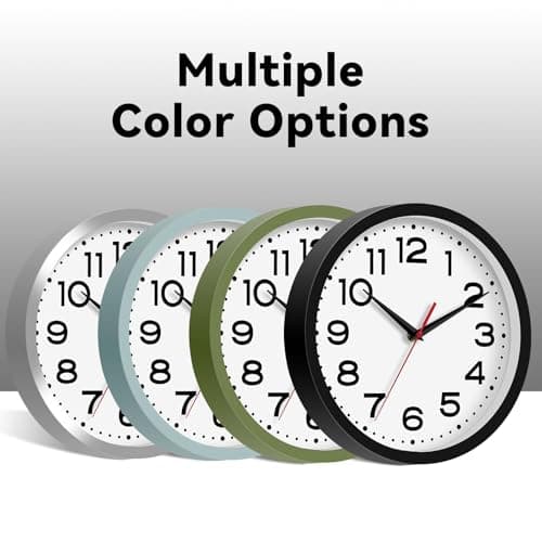 Roymnie Wall Clock Silent Non-Ticking Modern Clock Battery Operated 8 Inch Small Classic Analog Decorative for Kitchen, Living Room, Office, Bedroom, Bathroom (Black) 5