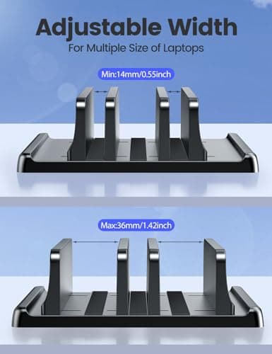 Vaydeer 3-Slot Vertical Laptop Stand Organizer, Laptop Storage Holder Made of Premium ABS Plastics 5 in 1 Design,Desktop Space-Saving Adjustable Desk Organizer for All MacBook/Chromebook/Surface 7