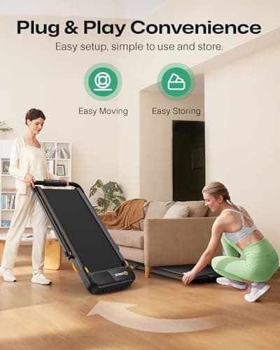 UREVO Smart 2-in-1 Folding Treadmill, Compact Walking Pad with Safety Handle, Plug and Play, Dual LED Display, Workout APP, Walking or Running for Home Office, Remote Included 9