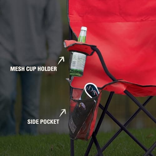 Coleman Portable Camping Chair with 4-Can Cooler, Cushioned Seat & Back with Side Pockets & Cup Holder, Carry Bag Included, Great for Camping, Tailgating, Firepits, Patio, & More 8